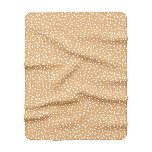 Beige Speckled Sherpa Blanket – Cozy Fawn Dot Throw