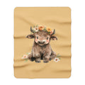 Baby Cow Floral Sherpa Blanket
