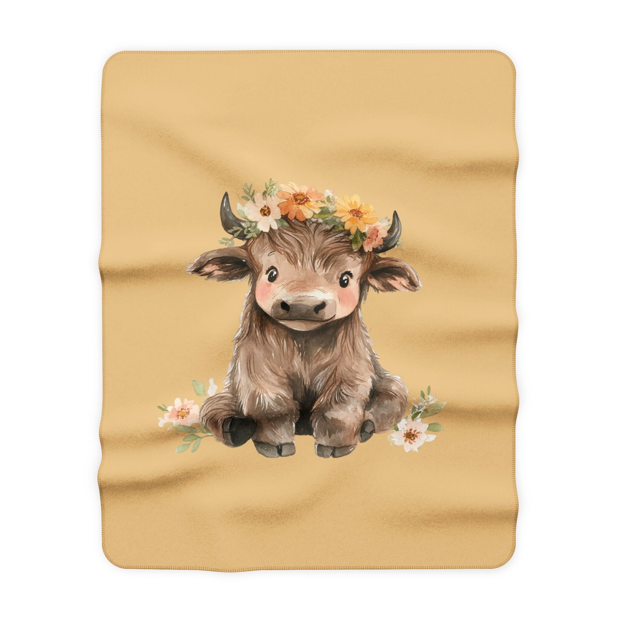 Baby Cow Floral Sherpa Blanket