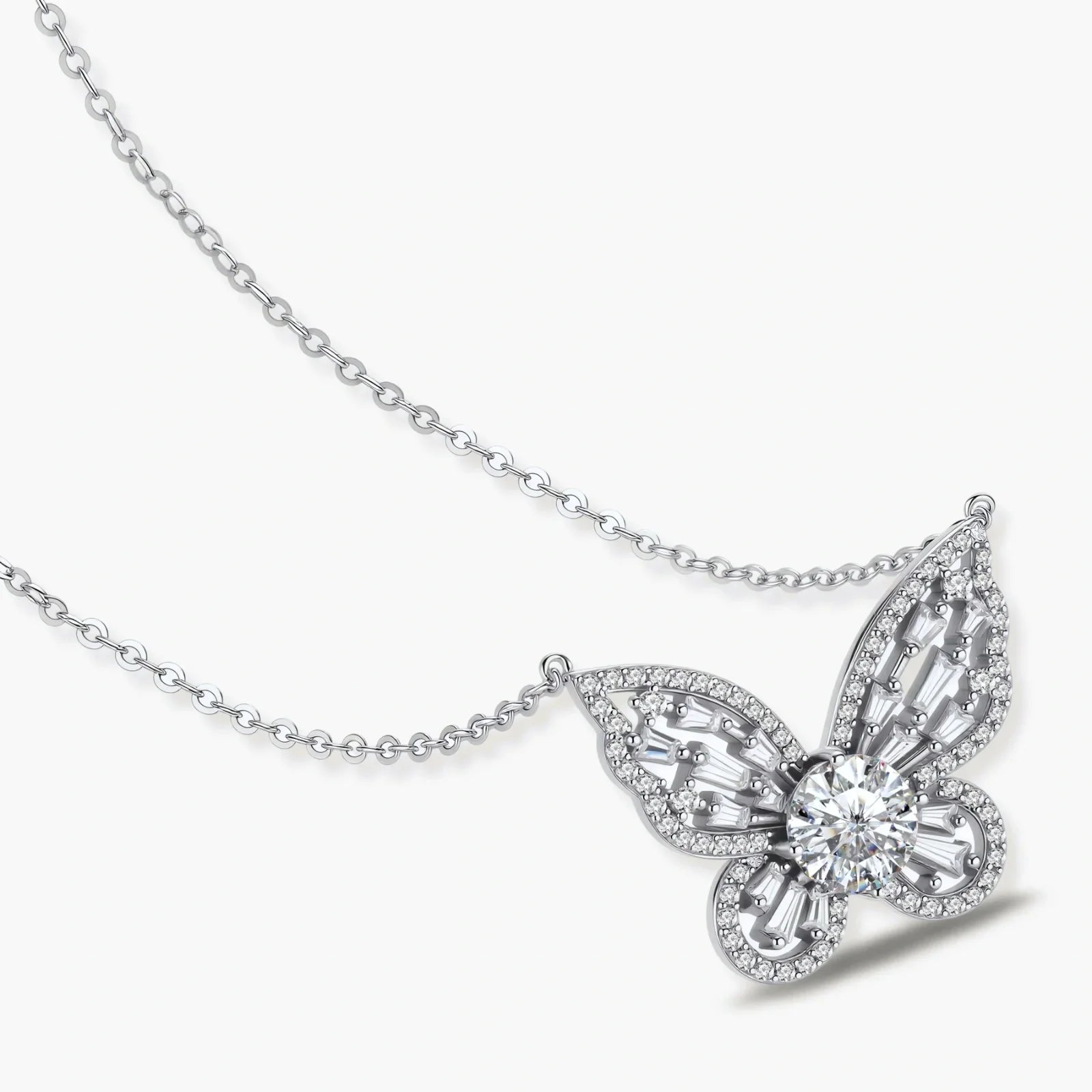 Radiant Butterfly Moissanite Necklace