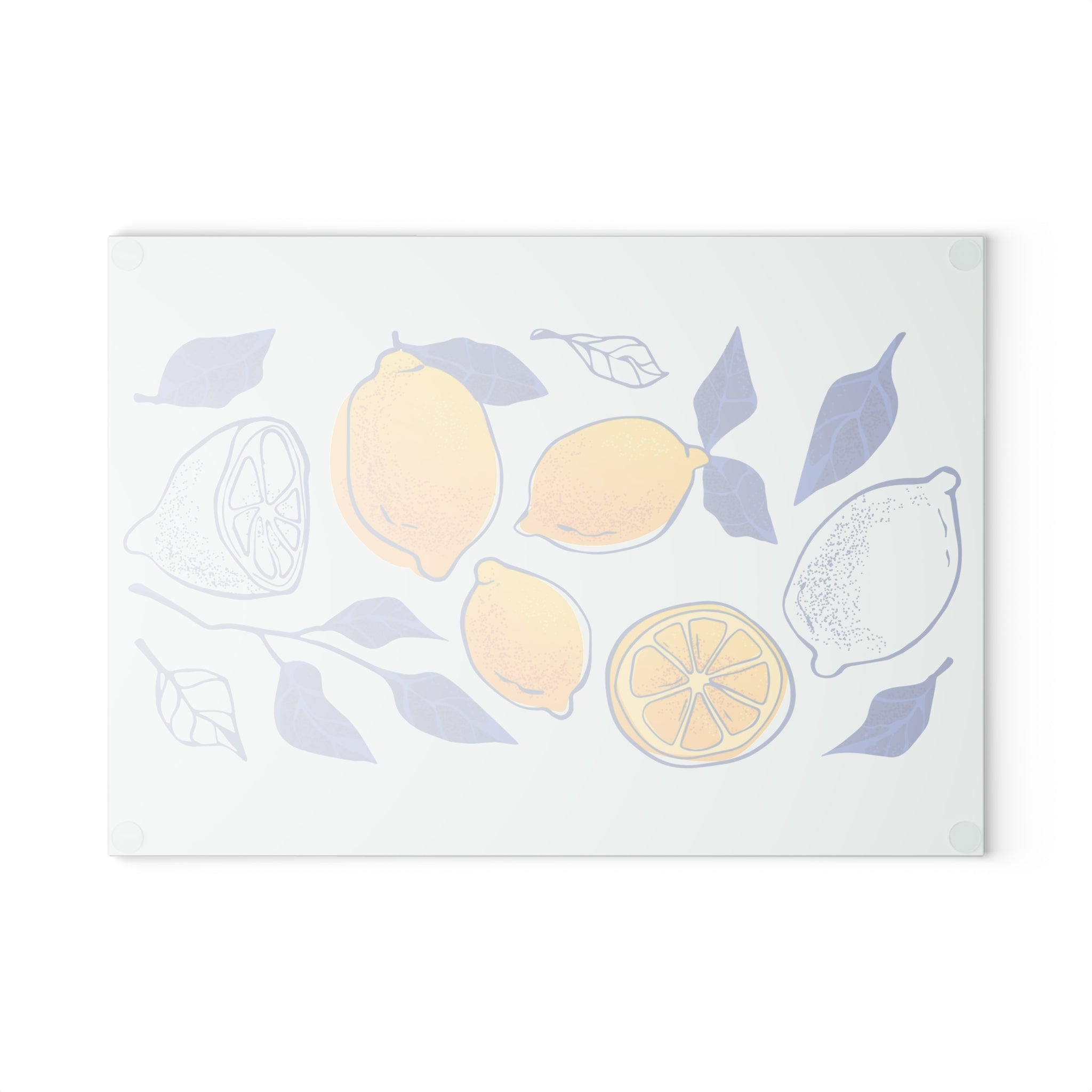 Lemon Grove Glass Cutting Board — Bright Citrus Kitchen Decor