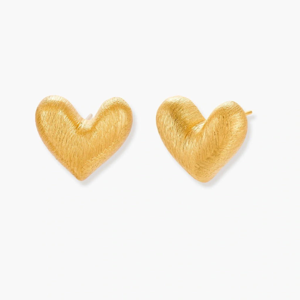 Brushed Heart Studs