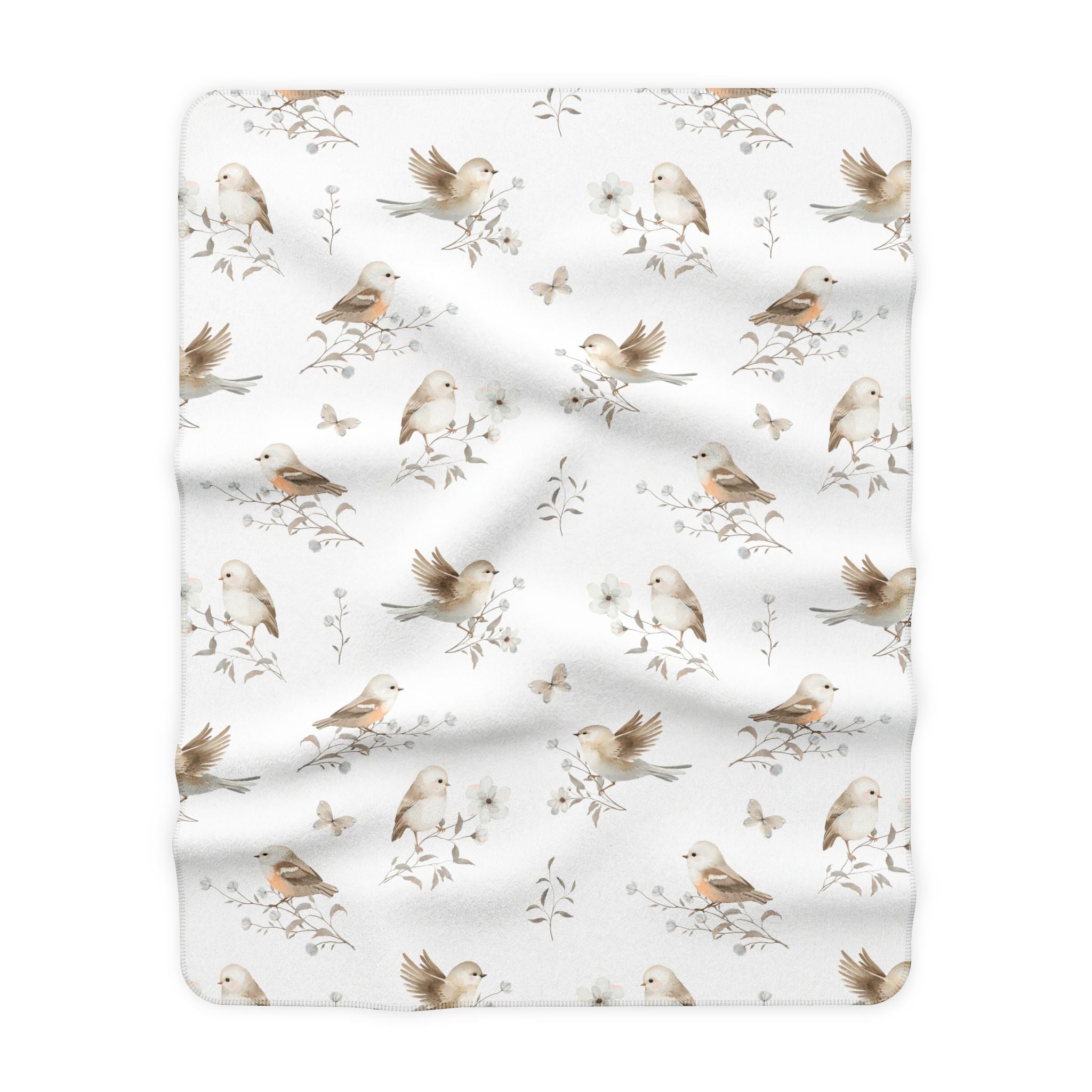 Birds & Blossoms Sherpa Blanket