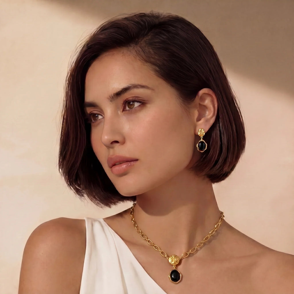 Ripple Drop Agate Earrings