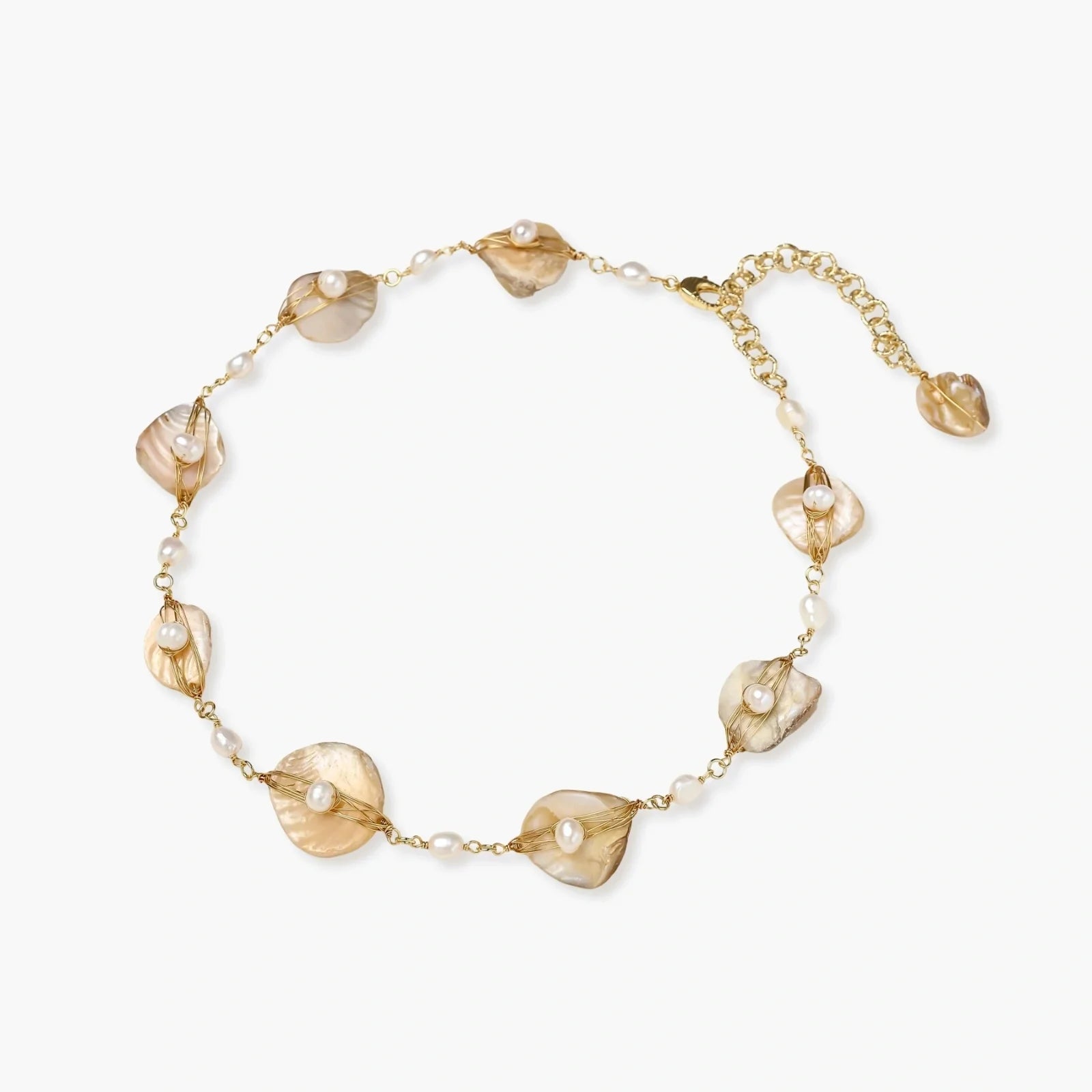 Golden Leaf Pearl Necklace