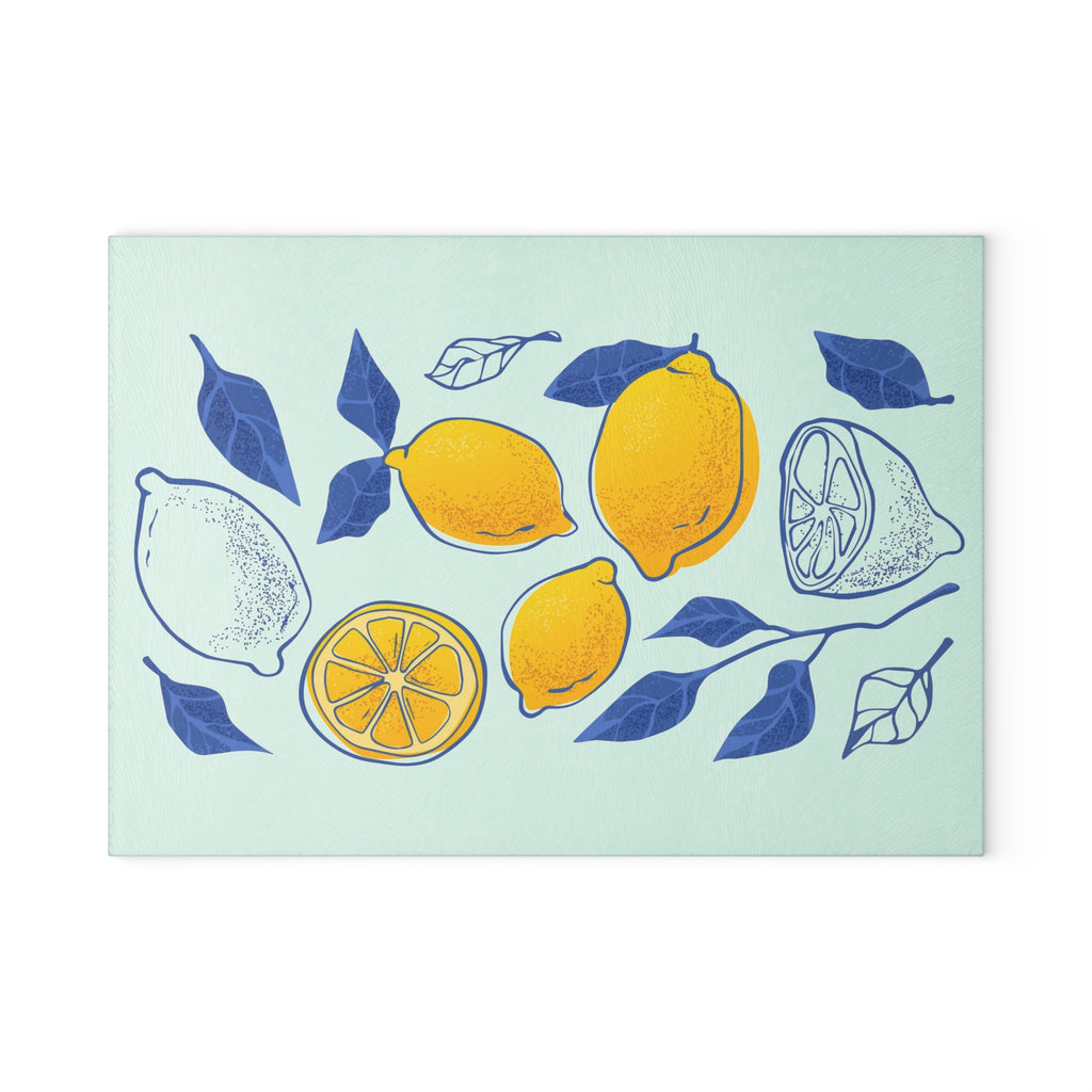 Lemon Grove Glass Cutting Board — Bright Citrus Kitchen Decor