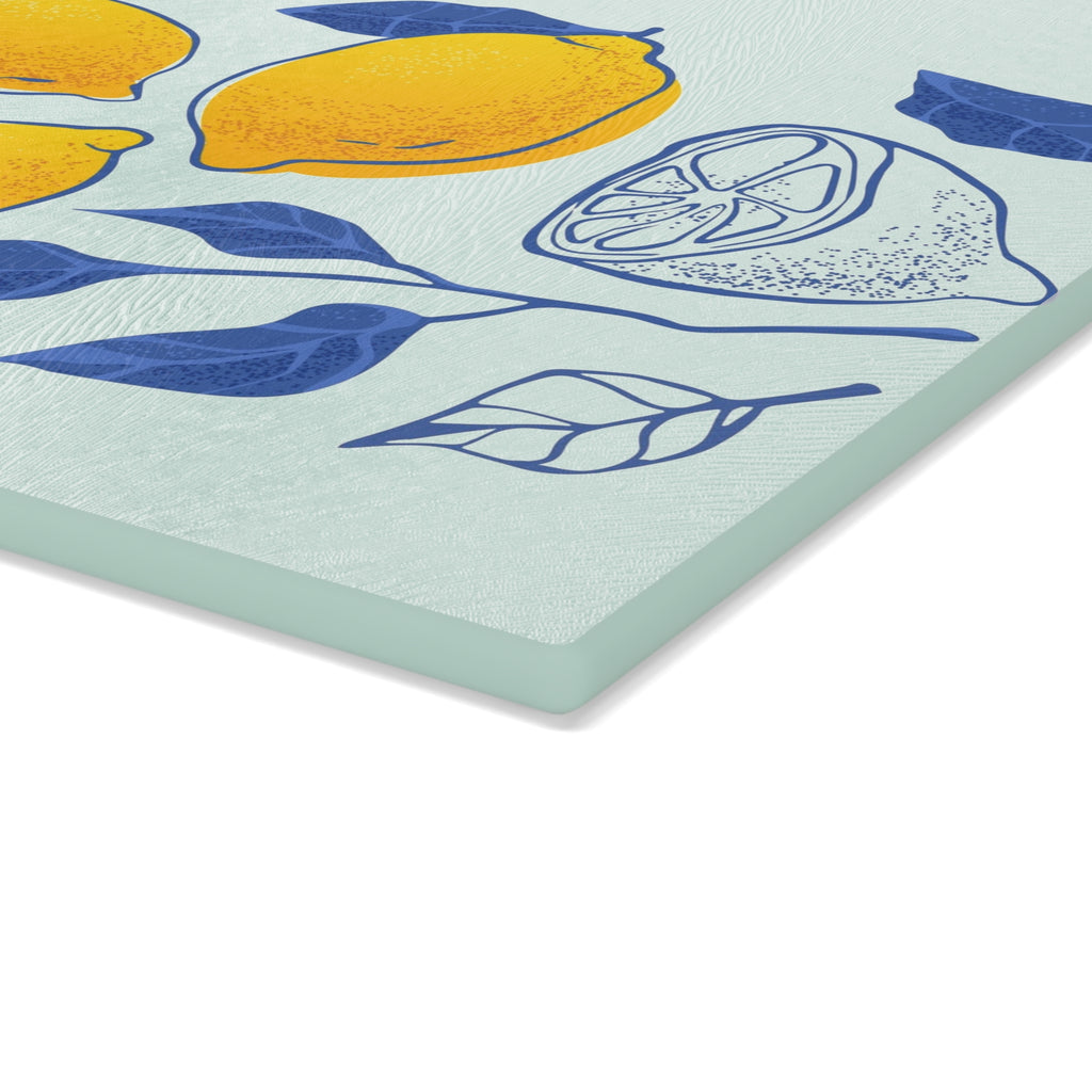 Lemon Grove Glass Cutting Board — Bright Citrus Kitchen Decor