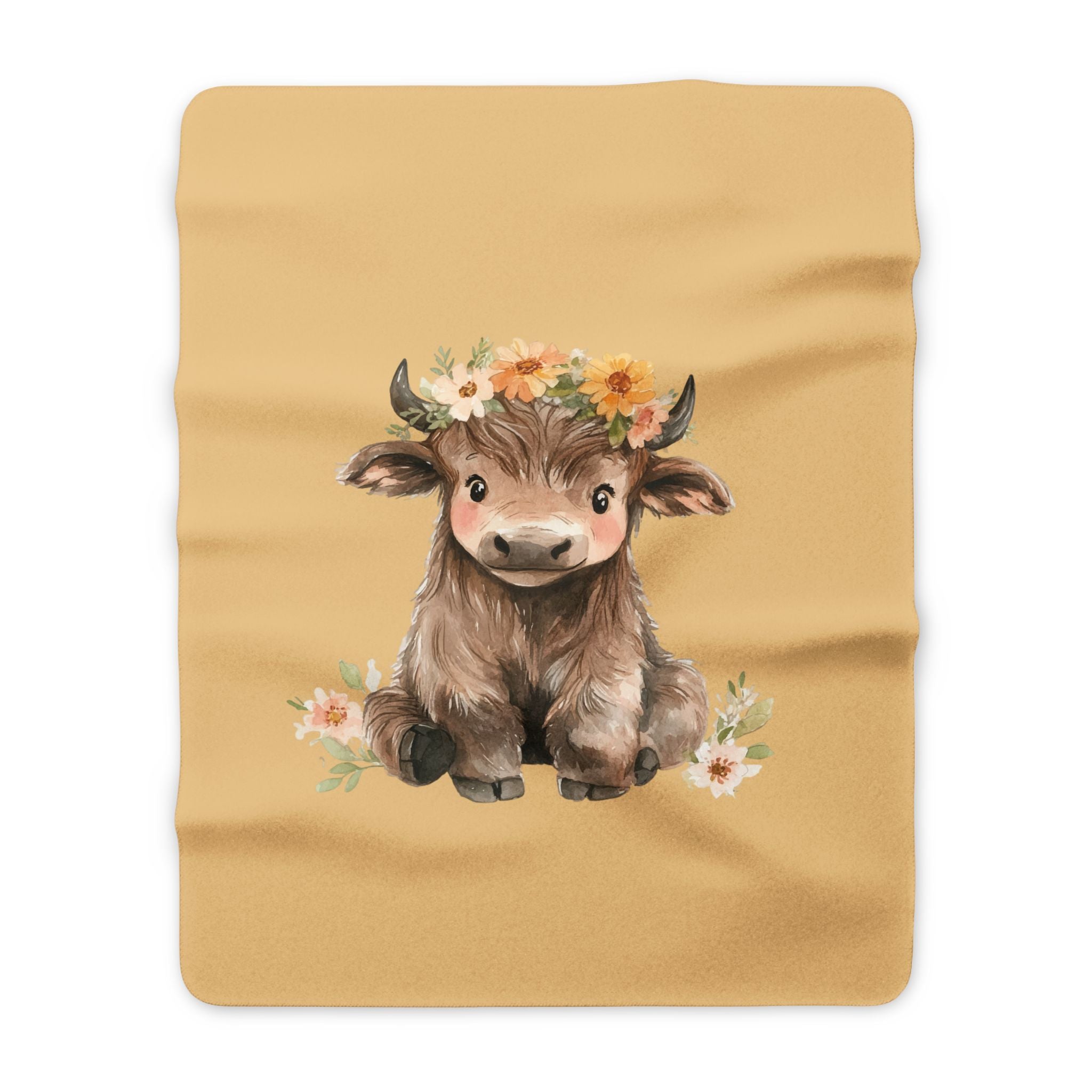 Baby Cow Floral Sherpa Blanket