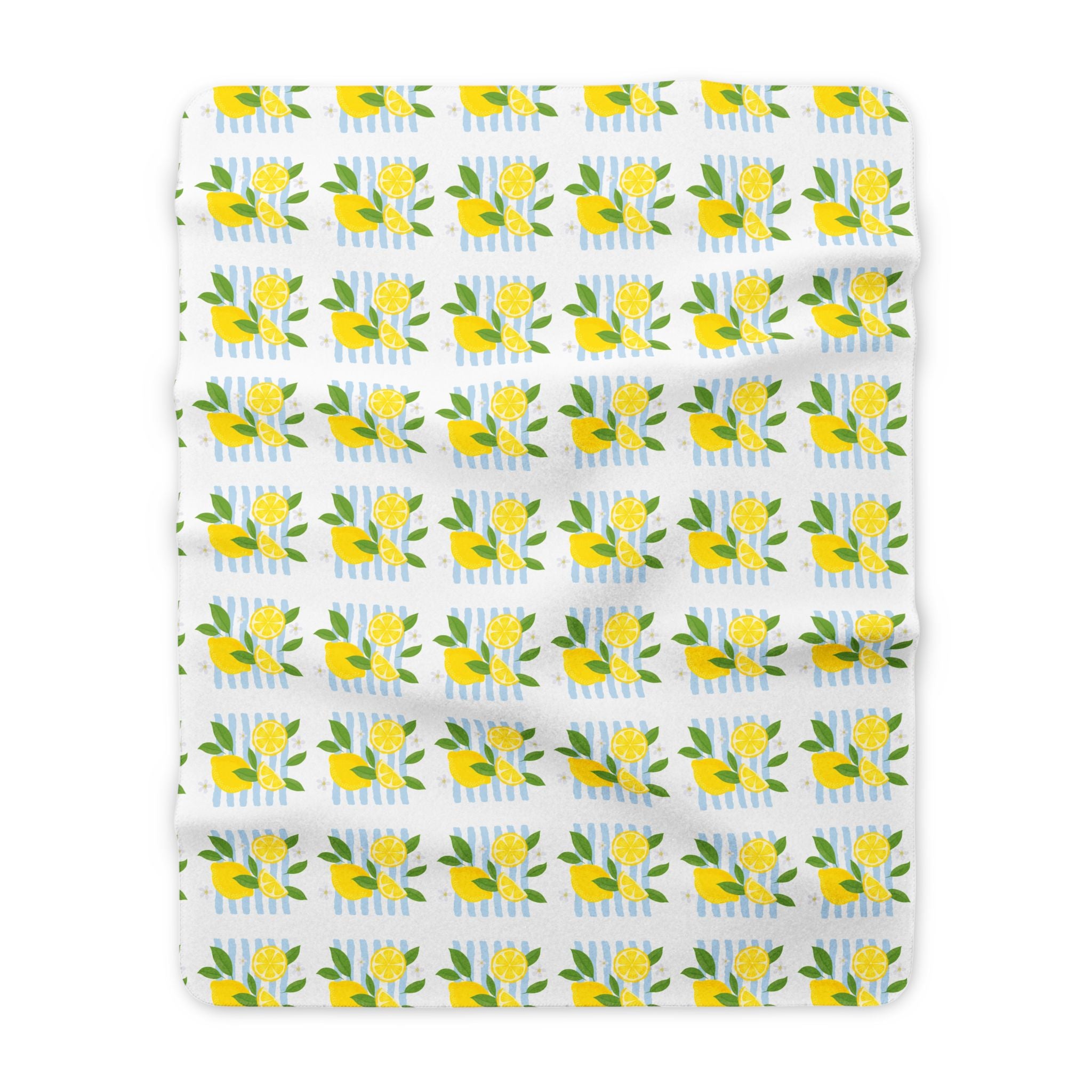 Yellow Lemon Floral Sherpa Blanket