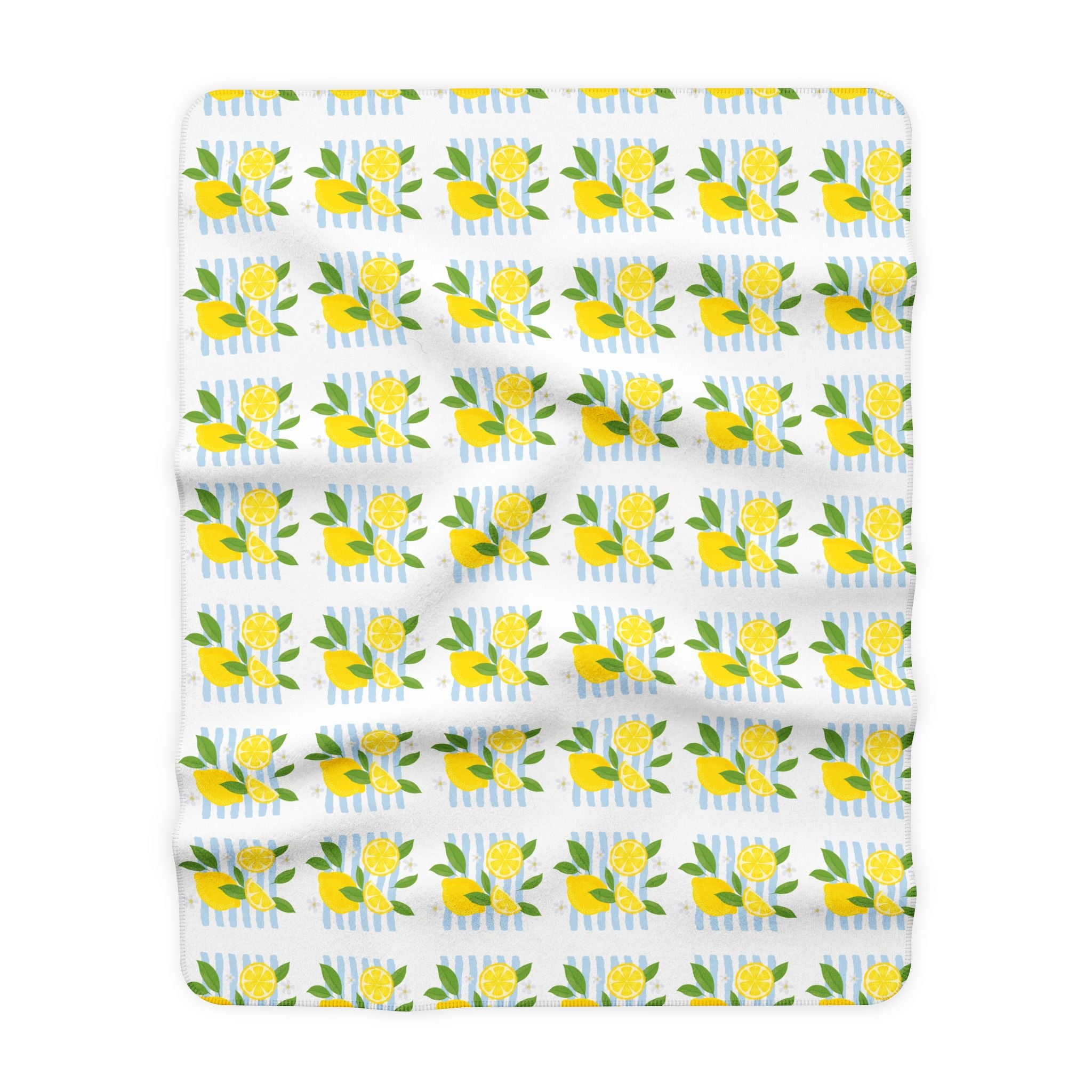 Yellow Lemon Floral Sherpa Blanket