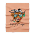 Sherpa Blanket — "Not Today Heifer" Highland Cow Fleece Throw