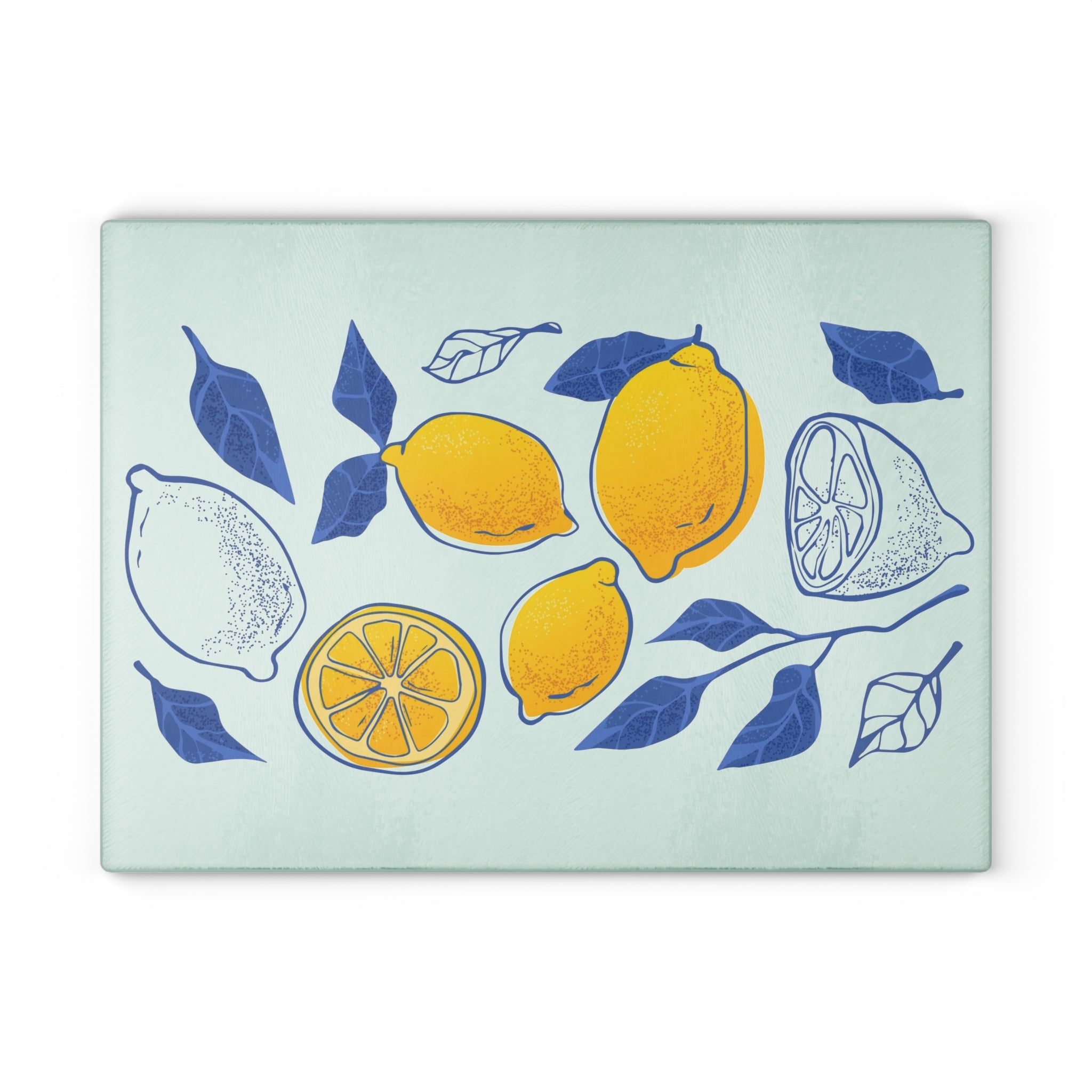 Lemon Grove Glass Cutting Board — Bright Citrus Kitchen Decor
