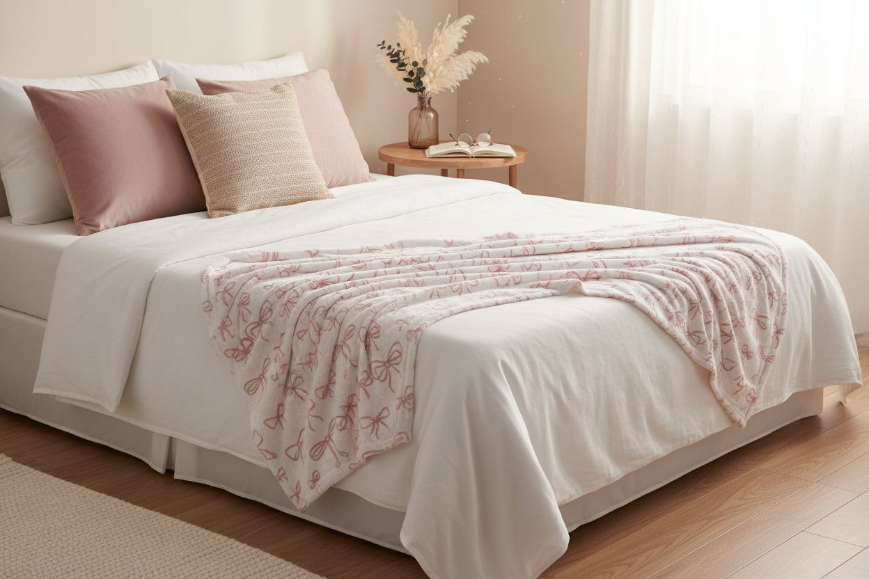 Pink Bow Sweatshirt Blanket
